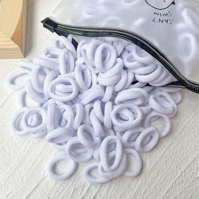 Baby Hair Ties, Elastic Hair Bands Small Hair Ties for Girls Rubber Bands Elastic Ponytail Holders. (White) - Image 1